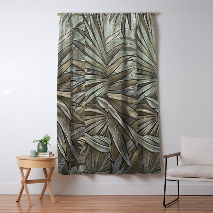 Mystic Jungle Tropical Escape Teal Green Brown Window Curtain Gallery Image 1