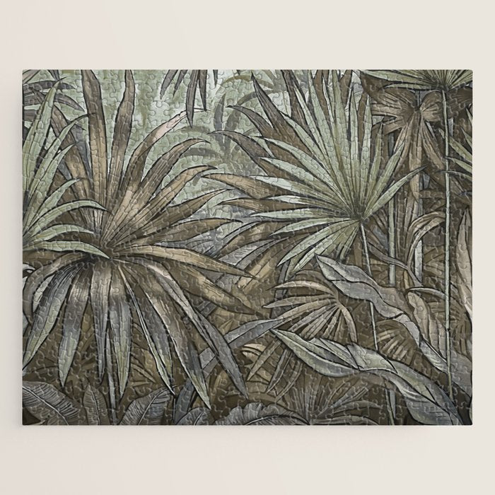 Mystic Jungle Tropical Escape Teal Green Brown Jigsaw Puzzle Gallery Image 1