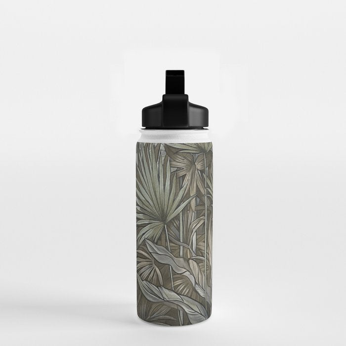 Mystic Jungle Tropical Escape Teal Green Brown Water Bottle Gallery Image 2