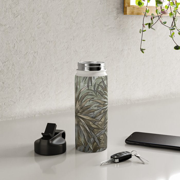 Mystic Jungle Tropical Escape Teal Green Brown Water Bottle Gallery Image 4