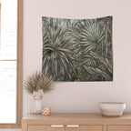Mystic Jungle Tropical Escape Teal Green Brown Wall Tapestry Gallery Image 2