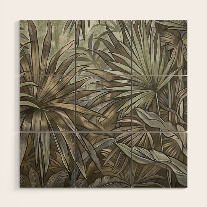Mystic Jungle Tropical Escape Teal Green Brown Wood Wall Art Gallery Image 1