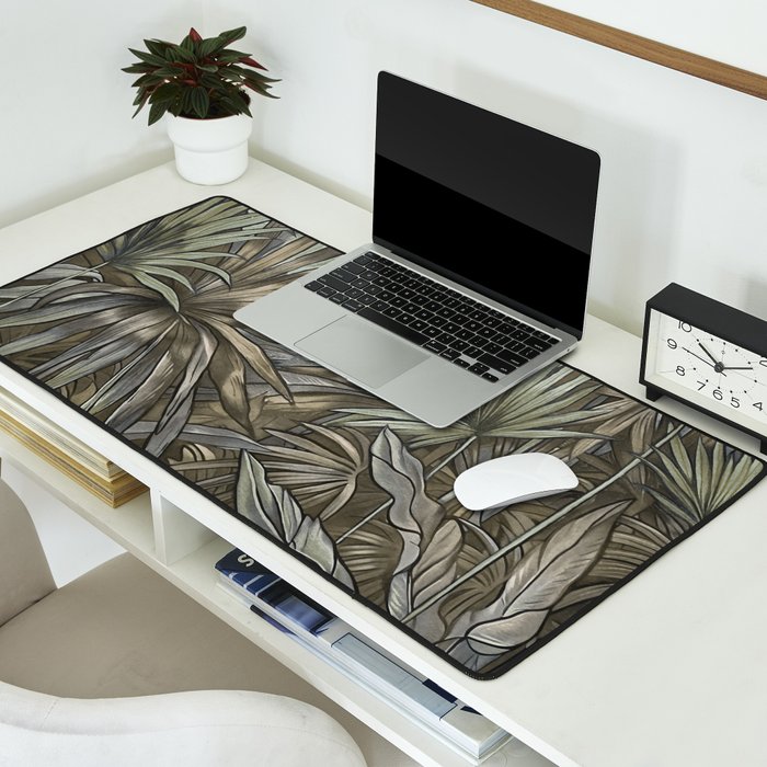 Mystic Jungle Tropical Escape Teal Green Brown Desk Mat Gallery Image 2