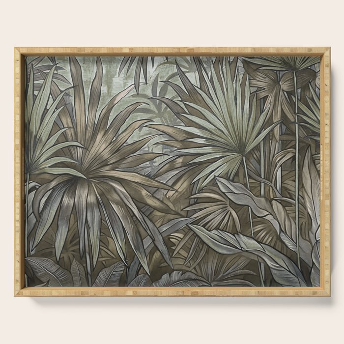 Mystic Jungle Tropical Escape Teal Green Brown Serving Tray Gallery Image 1