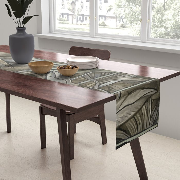 Mystic Jungle Tropical Escape Teal Green Brown Table Runner Gallery Image 2