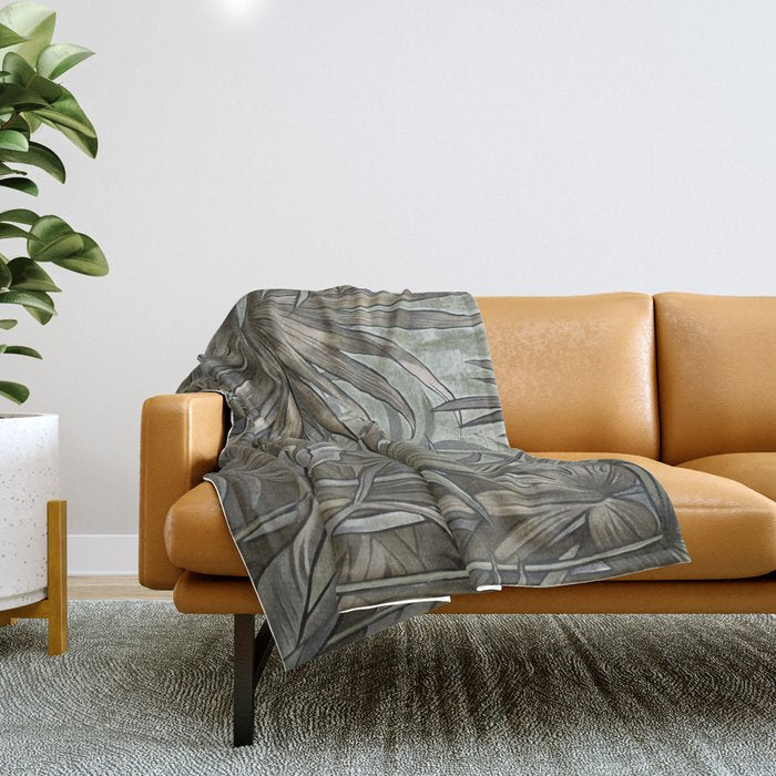 Mystic Jungle Tropical Escape Teal Green Brown Throw Blanket Gallery Image 1