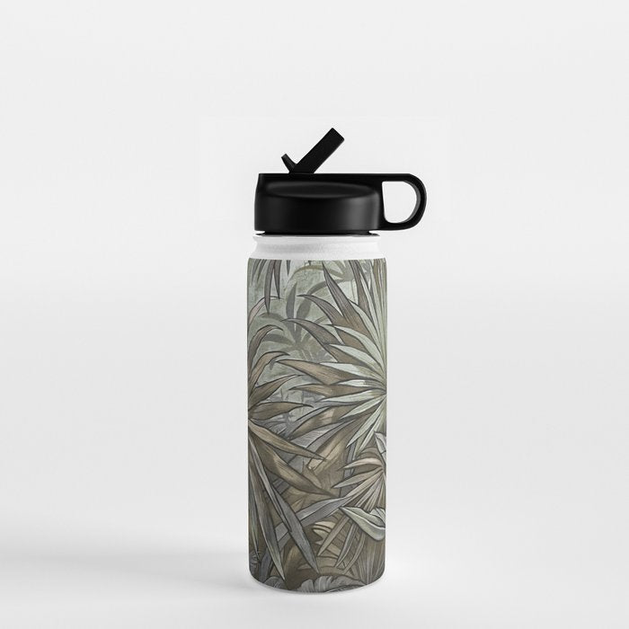 Mystic Jungle Tropical Escape Teal Green Brown Water Bottle Gallery Image 1