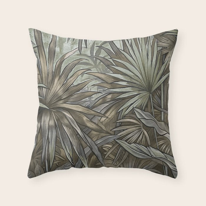 Mystic Jungle Tropical Escape Teal Green Brown Throw Pillow Gallery Image 6