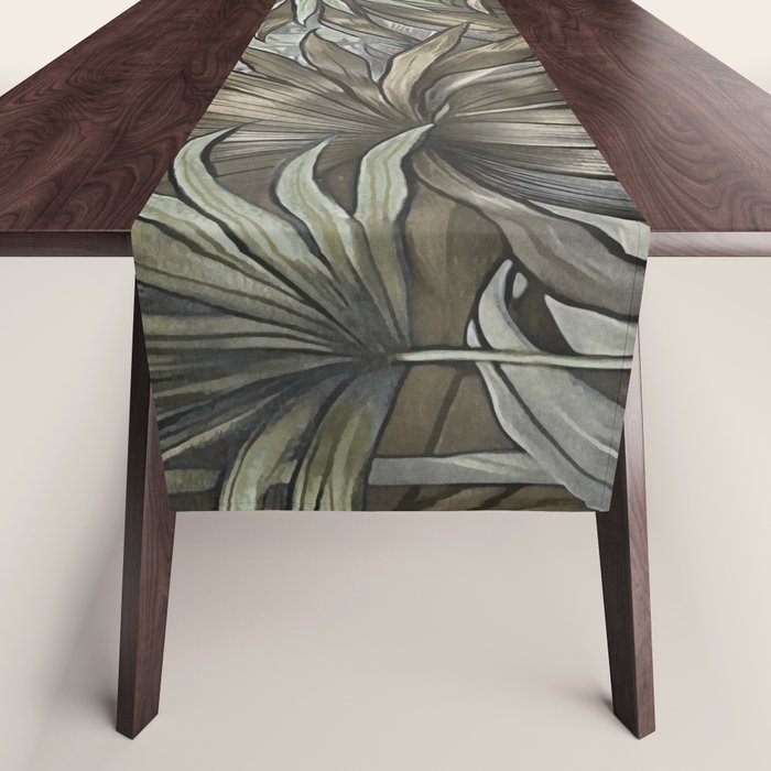 Mystic Jungle Tropical Escape Teal Green Brown Table Runner Gallery Image 1