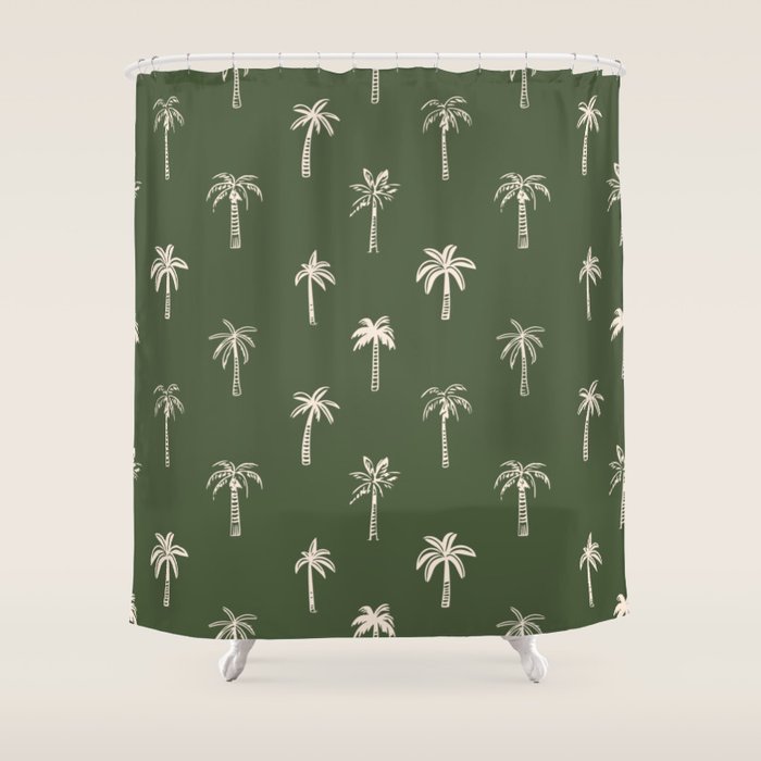 Vintage palm tree beach doodle pattern Shower Curtain Gallery Image 1