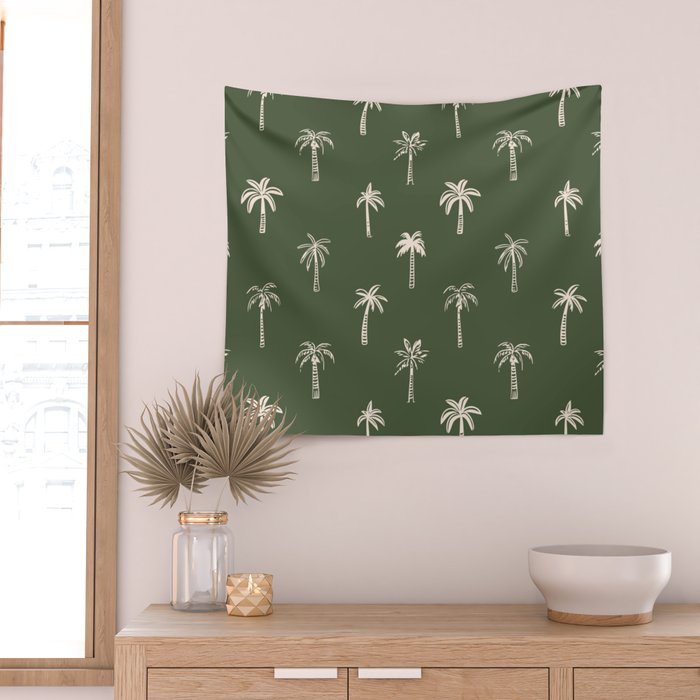 Vintage palm tree beach doodle pattern Wall Tapestry Gallery Image 2