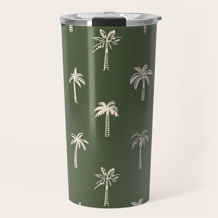 Vintage palm tree beach doodle pattern Travel Mug Gallery Image 1
