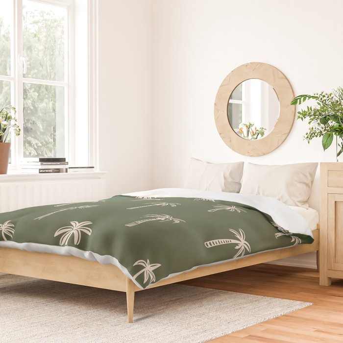 Vintage palm tree beach doodle pattern Duvet Cover Gallery Image 2