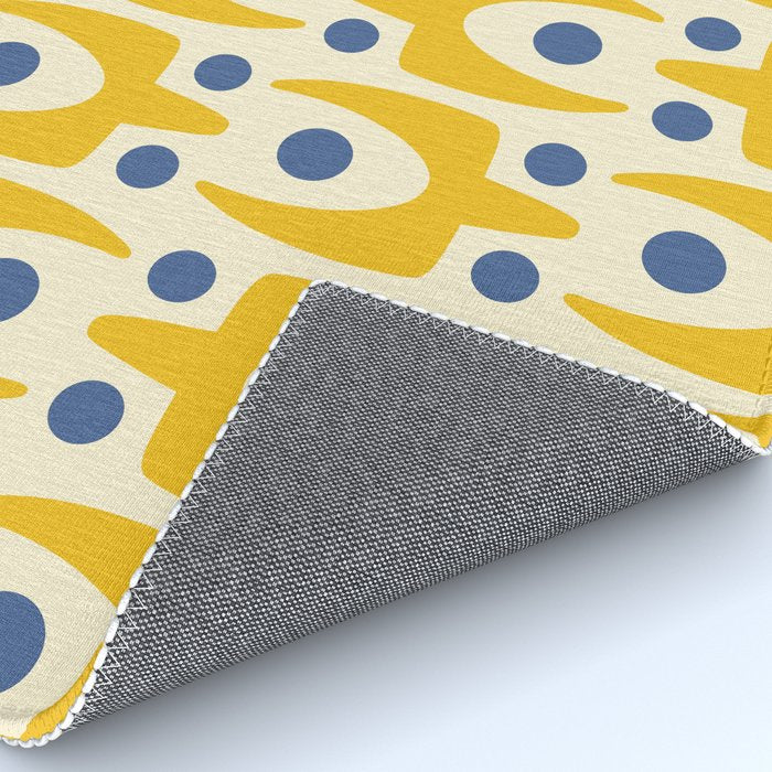 Mid Century Modern Abstract Pattern 641 Googie Yellow and Blue Rug Gallery Image 4