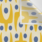 Mid Century Modern Abstract Pattern 641 Googie Yellow and Blue Wall Tapestry Gallery Image 3