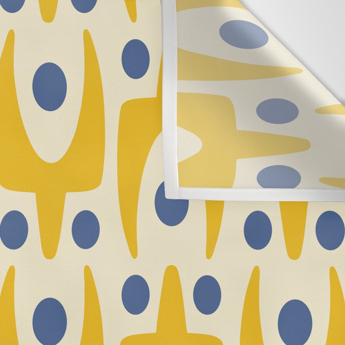 Mid Century Modern Abstract Pattern 641 Googie Yellow and Blue Wall Tapestry Gallery Image 3