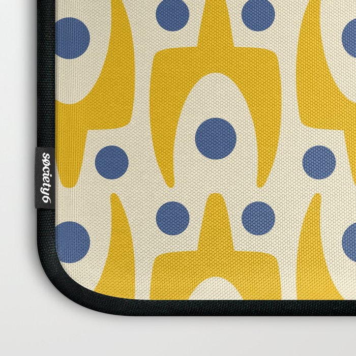 Mid Century Modern Abstract Pattern 641 Googie Yellow and Blue Laptop Sleeve Gallery Image 3