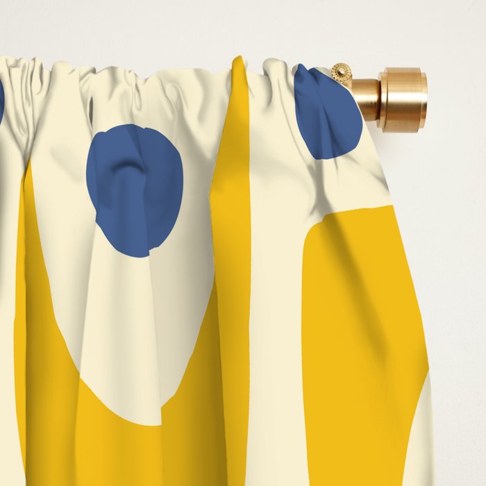 Mid Century Modern Abstract Pattern 641 Googie Yellow and Blue Window Curtain Gallery Image 2
