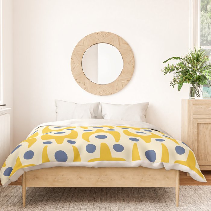 Mid Century Modern Abstract Pattern 641 Googie Yellow and Blue Duvet Cover Gallery Image 3