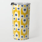 Mid Century Modern Abstract Pattern 641 Googie Yellow and Blue Travel Mug Gallery Image 3