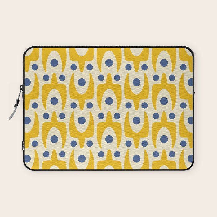 Mid Century Modern Abstract Pattern 641 Googie Yellow and Blue Laptop Sleeve Gallery Image 1