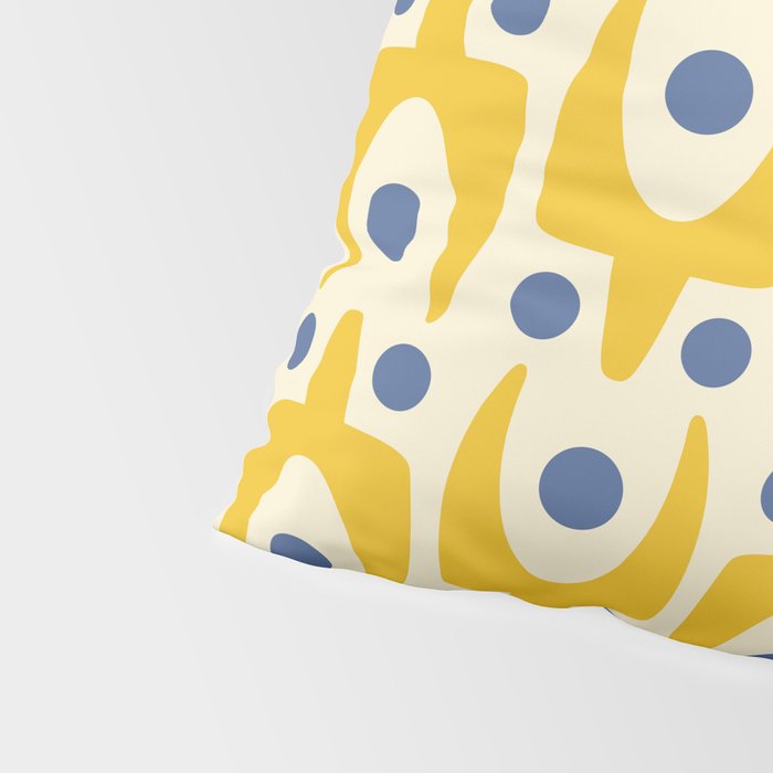 Mid Century Modern Abstract Pattern 641 Googie Yellow and Blue Pillow Sham Gallery Image 4