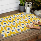 Mid Century Modern Abstract Pattern 641 Googie Yellow and Blue Outdoor Rug Gallery Image 2