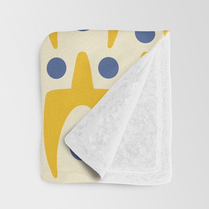 Mid Century Modern Abstract Pattern 641 Googie Yellow and Blue Throw Blanket Gallery Image 3