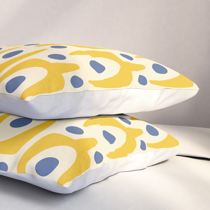 Mid Century Modern Abstract Pattern 641 Googie Yellow and Blue Pillow Sham Gallery Image 3