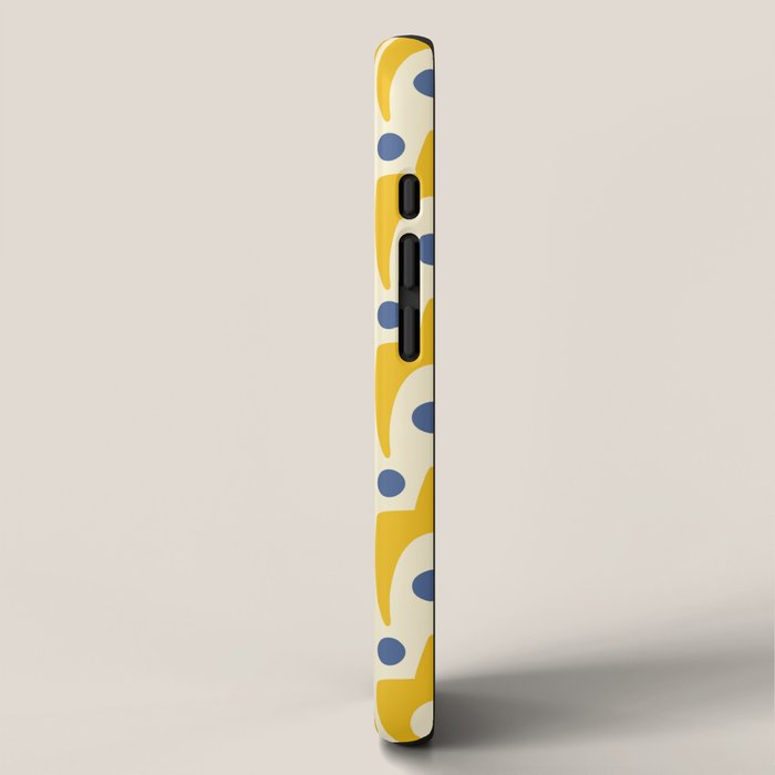 Mid Century Modern Abstract Pattern 641 Googie Yellow and Blue iPhone Case Gallery Image 2