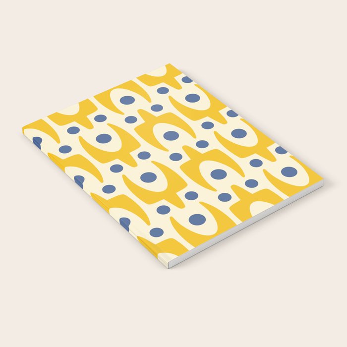 Mid Century Modern Abstract Pattern 641 Googie Yellow and Blue Notebook Gallery Image 2