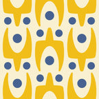Mid Century Modern Abstract Pattern 641 Googie Yellow and Blue Coffee Mug Gallery Image 2
