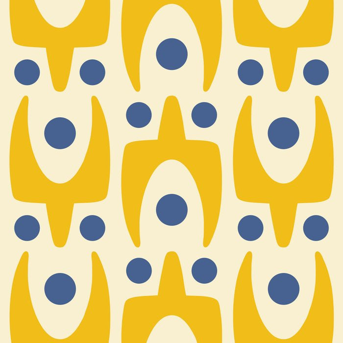 Mid Century Modern Abstract Pattern 641 Googie Yellow and Blue Coffee Mug Gallery Image 2