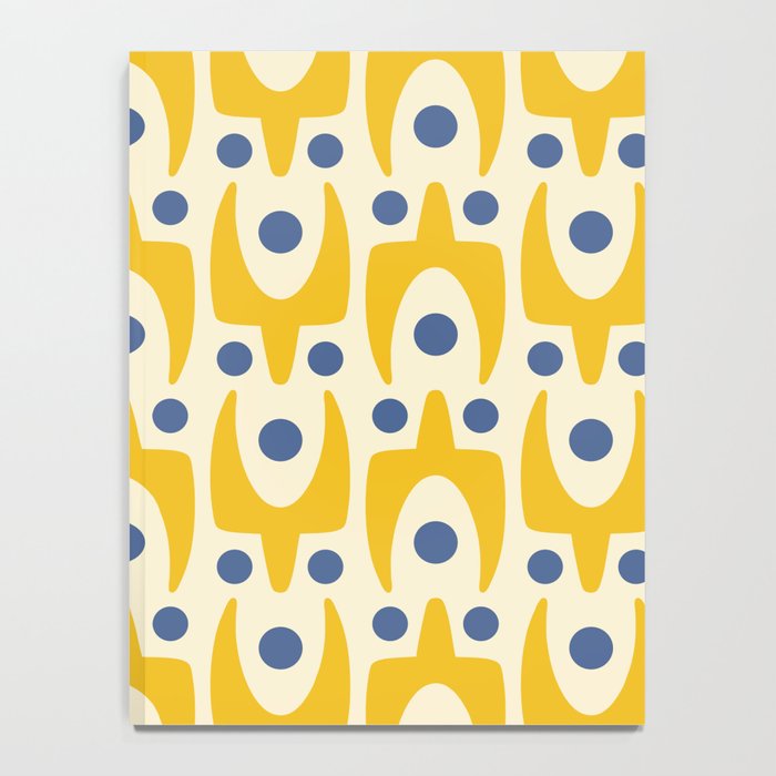 Mid Century Modern Abstract Pattern 641 Googie Yellow and Blue Notebook Gallery Image 4