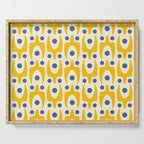 Mid Century Modern Abstract Pattern 641 Googie Yellow and Blue Serving Tray Gallery Image 1