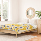 Mid Century Modern Abstract Pattern 641 Googie Yellow and Blue Duvet Cover Gallery Image 2