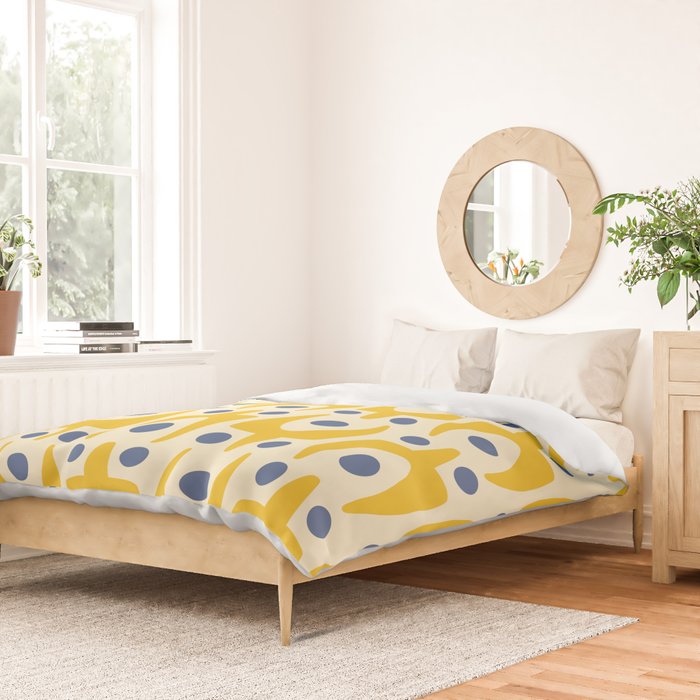Mid Century Modern Abstract Pattern 641 Googie Yellow and Blue Duvet Cover Gallery Image 2
