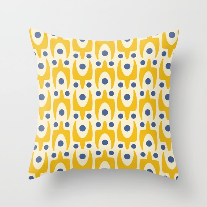 Mid Century Modern Abstract Pattern 641 Googie Yellow and Blue Throw Pillow Gallery Image 6