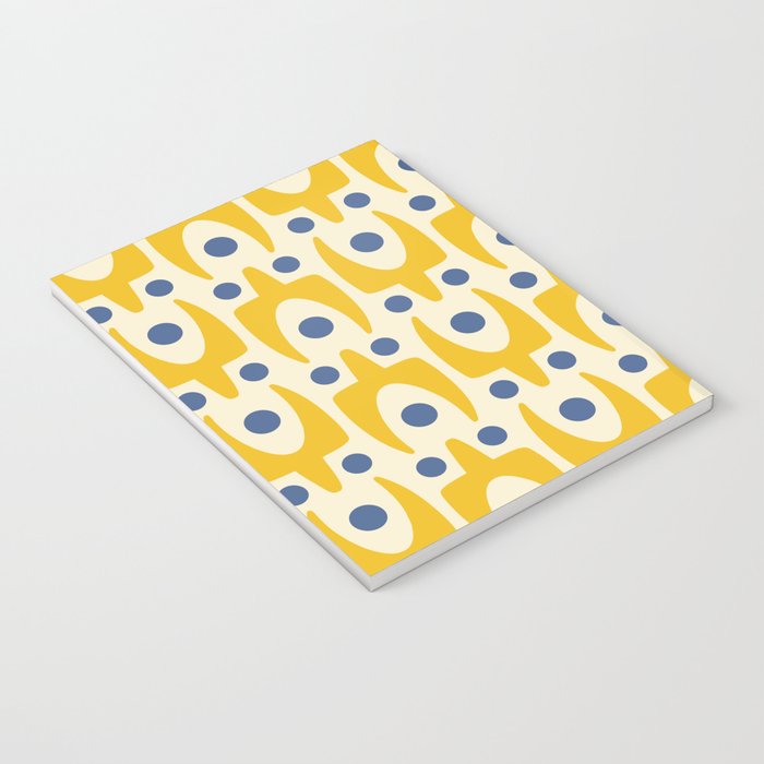 Mid Century Modern Abstract Pattern 641 Googie Yellow and Blue Notebook Gallery Image 3