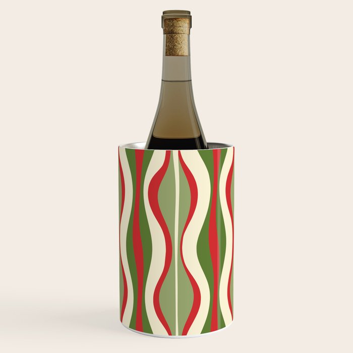 Mod Christmas - Retro Hourglass Abstract Pattern in Green, Red, and Cream  Wine Chiller Gallery Image 1