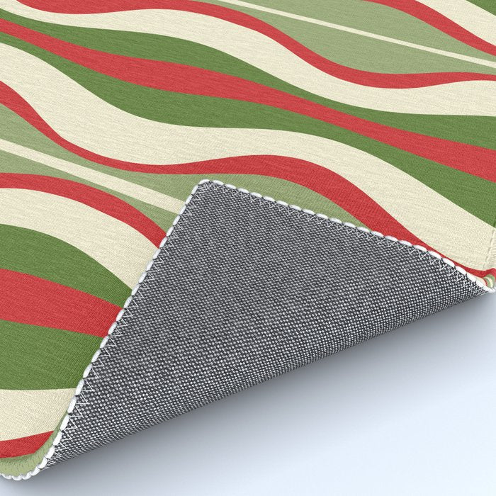 Mod Christmas - Retro Hourglass Abstract Pattern in Green, Red, and Cream  Rug Gallery Image 4