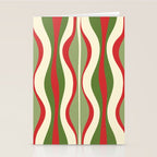 Mod Christmas - Retro Hourglass Abstract Pattern in Green, Red, and Cream  Stationery Card Gallery Image 2