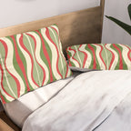 Mod Christmas - Retro Hourglass Abstract Pattern in Green, Red, and Cream  Pillow Sham Gallery Image 2