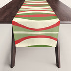 Mod Christmas - Retro Hourglass Abstract Pattern in Green, Red, and Cream  Table Runner Gallery Image 1