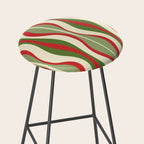Mod Christmas - Retro Hourglass Abstract Pattern in Green, Red, and Cream  Stool Gallery Image 2
