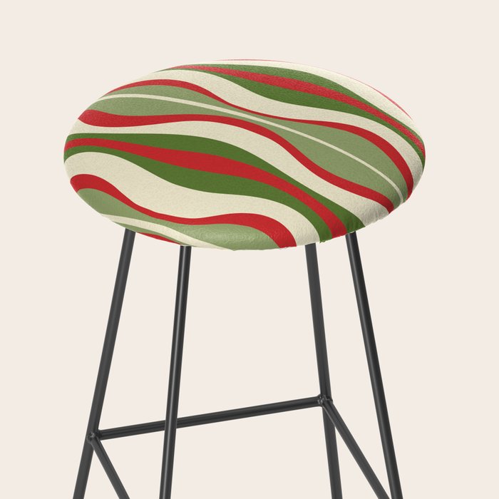 Mod Christmas - Retro Hourglass Abstract Pattern in Green, Red, and Cream  Stool Gallery Image 2
