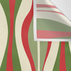 Mod Christmas - Retro Hourglass Abstract Pattern in Green, Red, and Cream  Wall Tapestry Gallery Image 3