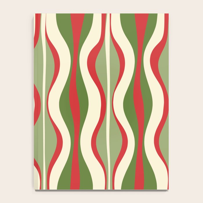 Mod Christmas - Retro Hourglass Abstract Pattern in Green, Red, and Cream  Notebook Gallery Image 4