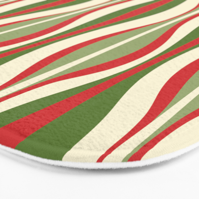 Mod Christmas - Retro Hourglass Abstract Pattern in Green, Red, and Cream  Bath Mat Gallery Image 3