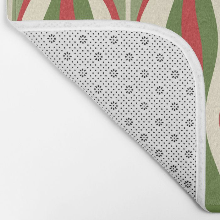 Mod Christmas - Retro Hourglass Abstract Pattern in Green, Red, and Cream  Bath Mat Gallery Image 2